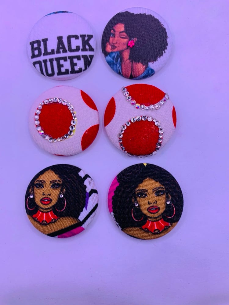 Image of Black Queen Button earrings #1