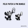 Felix The Cat Drinking Patch & Enamel Pin Set