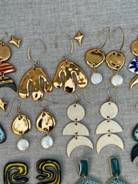 Image 3 of GOLD + PEARL MARQUIS EARRINGS
