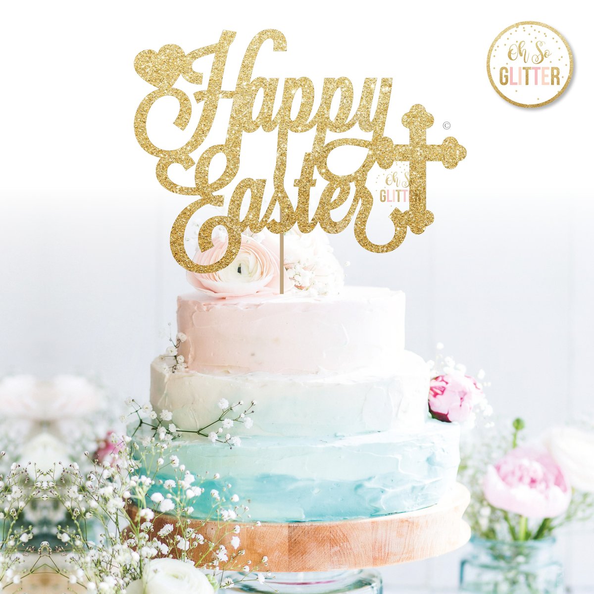 Happy Easter Cake Topper Oh So Glitter