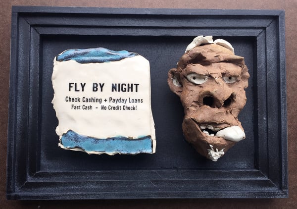 Image of Fly By Night Blue - Carved Face Sculpture