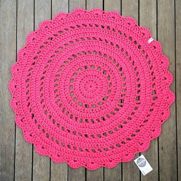 Image of Doily Floor Rug - Coral Pink