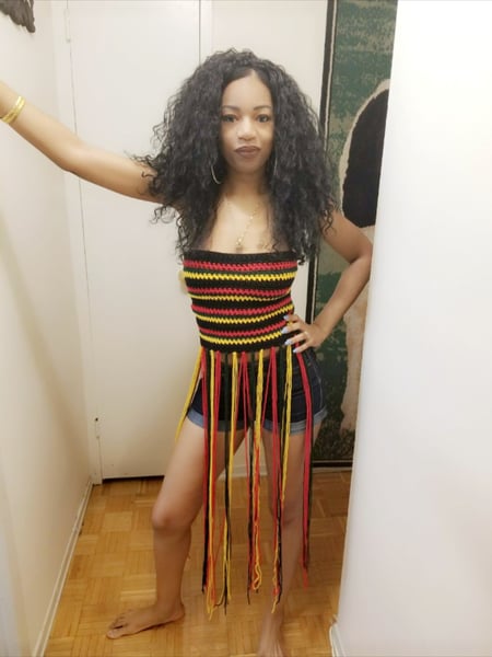 Image of Rasta fringe tube top