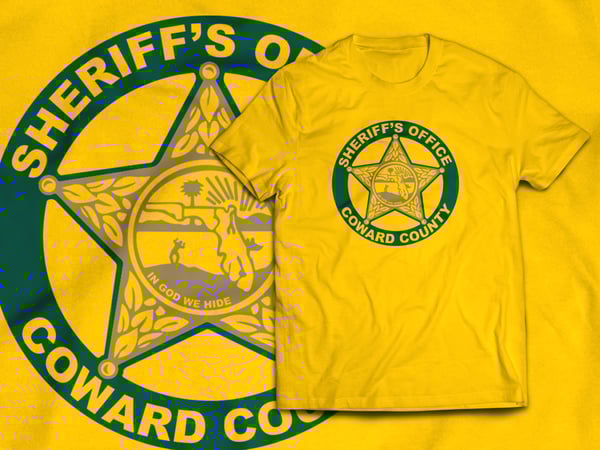 Image of Coward County Sheriff Official T-shirt Gold Yellow