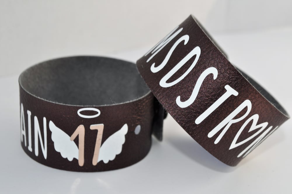 Image of #NEVERAGAIN Leather Cuff Bracelet