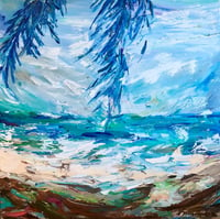 Image 3 of 'Windy day under the palms' - 90x90cm FRAMED