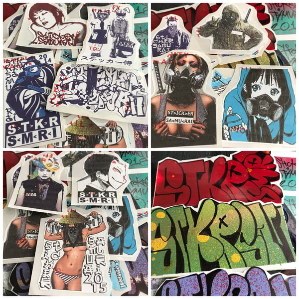 Image of 16 assorted stickers by StickerSamurai and Friends
