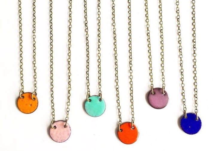 Image of Small Enamel Circle Necklace