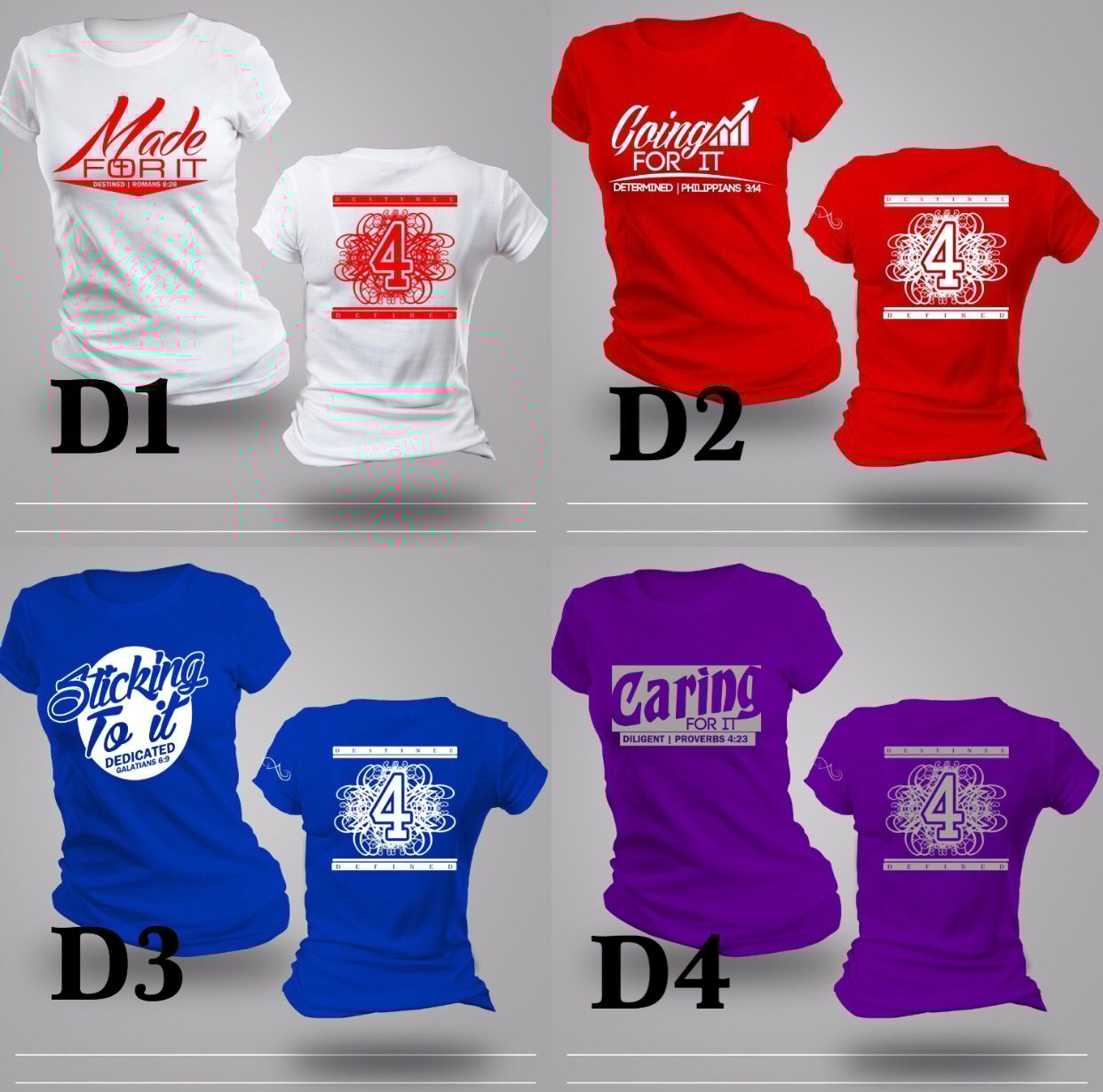 Image of D1 | Made For It , D2 | Going For it , D3 | Sticking to it ,D4 | Caring for it