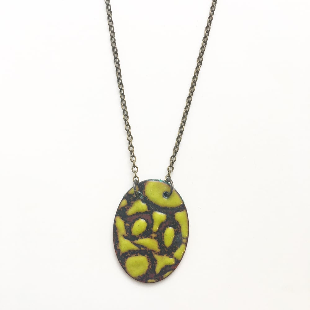 Image of Oval Enamel and Patina Necklace