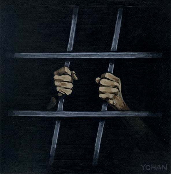 Image of 'Hashtag Prison' - Acrylic on Clayboard