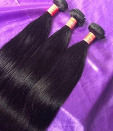 Image of Indian Virgin Remy Human Hair Straight Bundles with closure