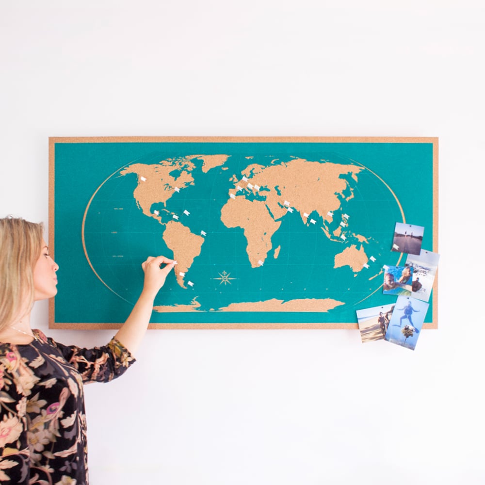 Hand-made & Hand-printed World Map Pinboards — Skinny Teal ... Hand-made & Hand-printed World Map Pinboards — Skinny Teal ...