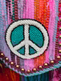 Image 5 of FRILL MINI body cross Sari bag with ruffles - detachable strap -peace sign 2