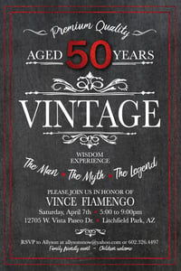Vintage 50th Birthday Invitation