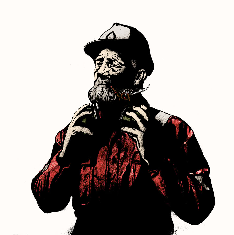 Image of Portrait of a pipe-smoking fisherman ~ Red Edition