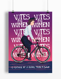 Image 2 of 'Votes for Women' cycling print A4 - by Peter Swain