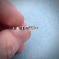 Image 8 of ‘Echo’ hand stamped Sterling Silver Stacking Ring - sunburst pattern