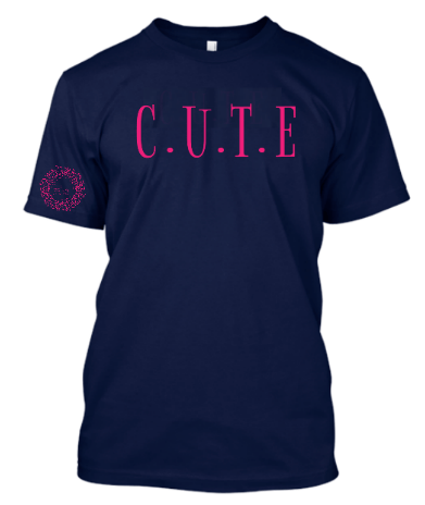 Image of C.U.T.E TEE/NAVY/PINK PRINT