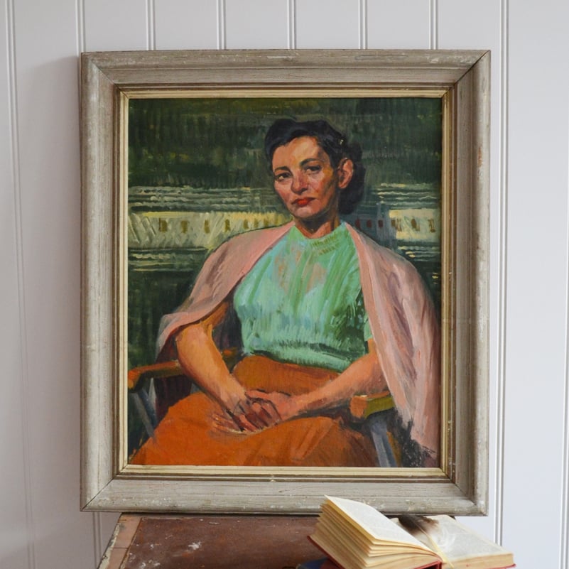 Image of Mid-century, Oil Painting Portrait of a Lady 'Honoré'