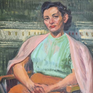 Image of Mid-century, Oil Painting Portrait of a Lady 'Honoré'