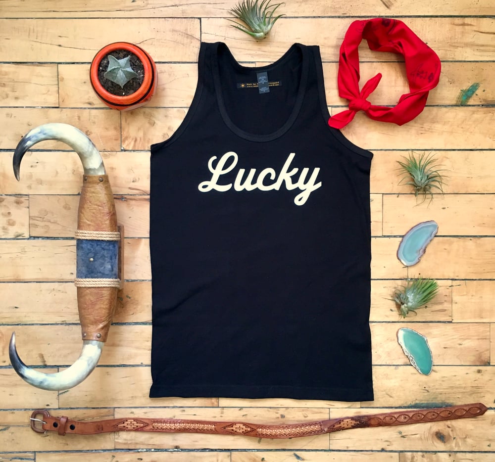 Lucky-Unisex Flocked Tank Top