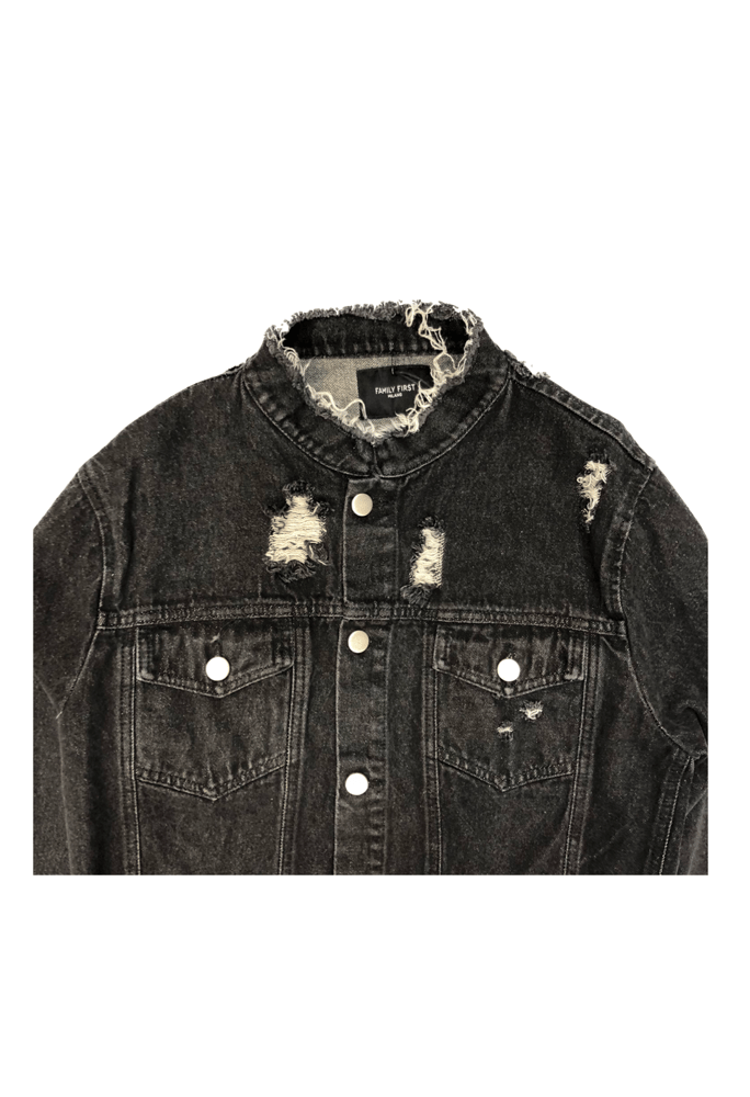 Image of “FAMILYFIRST MILANO” BLACK DENIM  JACKET -50%
