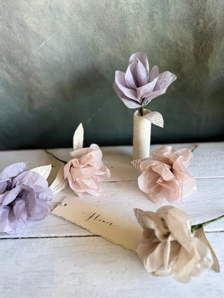 Image of Handwrapped tissue roses