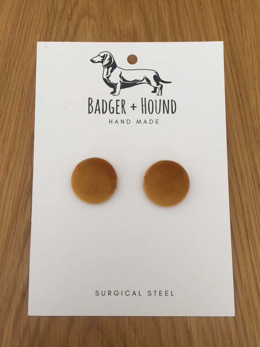 Image of MUSTARD VELVET button earrings