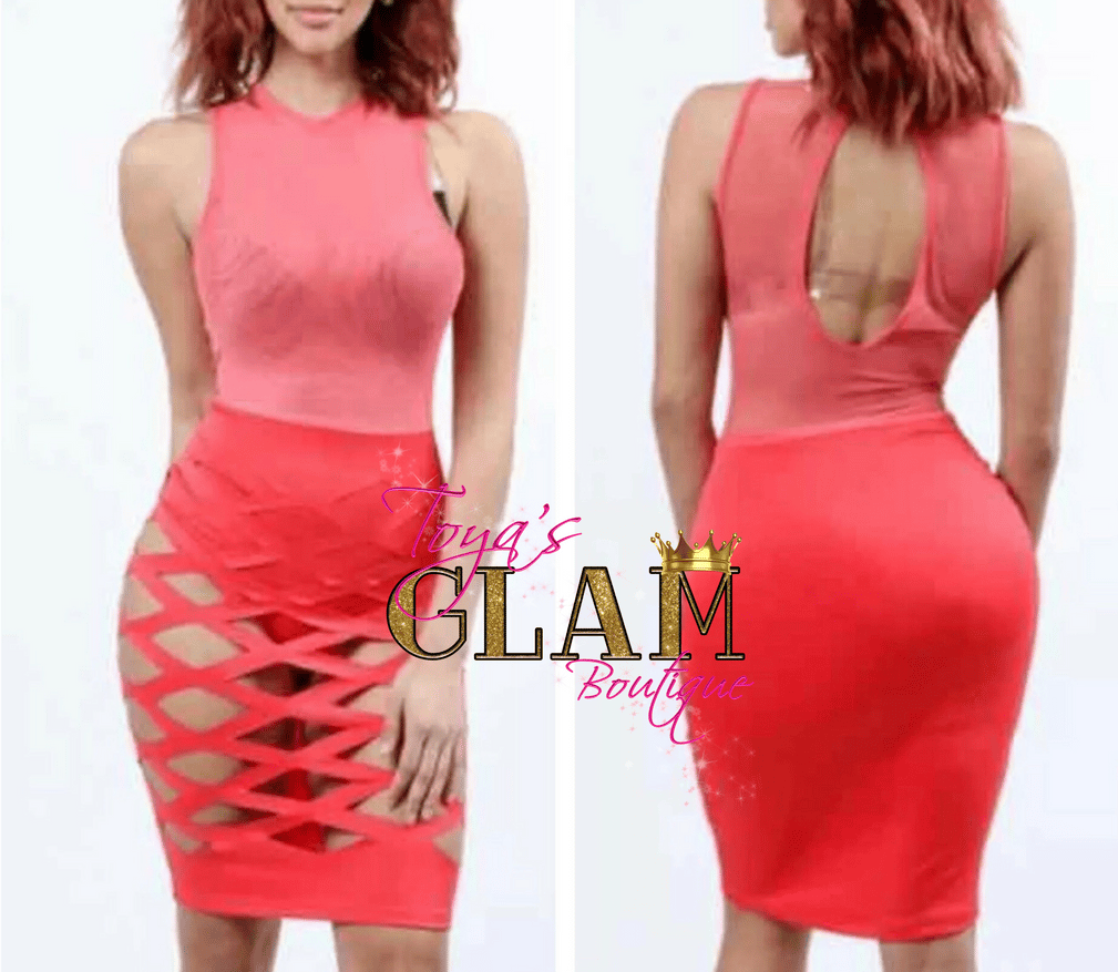 mesh top bodycon dress