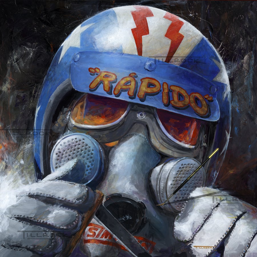 Image of "Rapido" Gas Mask 24"x24" Painting Print