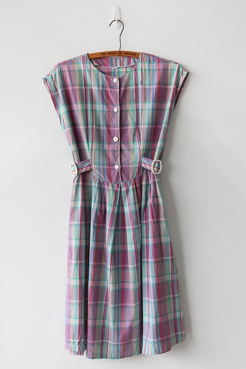 Image of SOLD Happy Plaid Side Buckles Dress