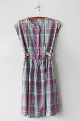 Image of SOLD Happy Plaid Side Buckles Dress