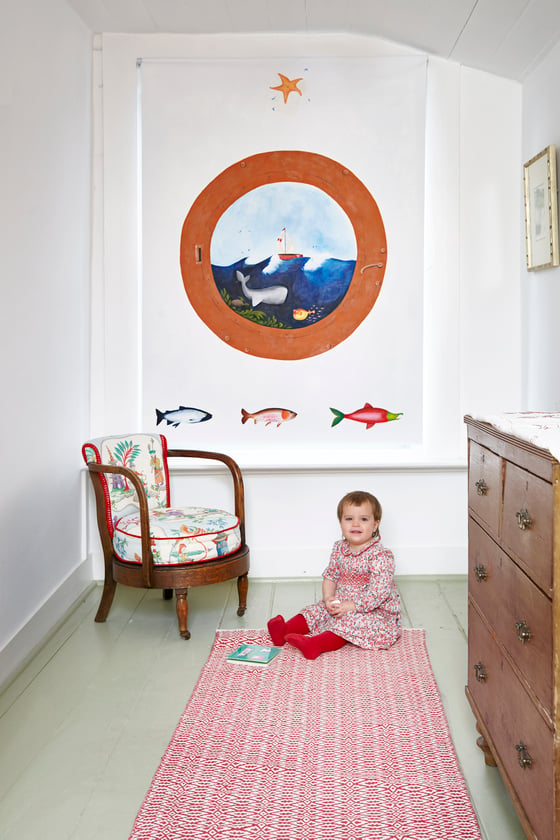 Image of Porthole to the Sea hand-painted blackout blind