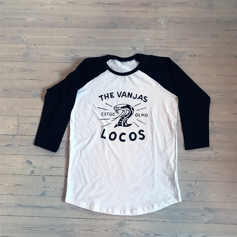 Image of The Vanjas Locos Snake logo Two-tone 3/4 T-shirt