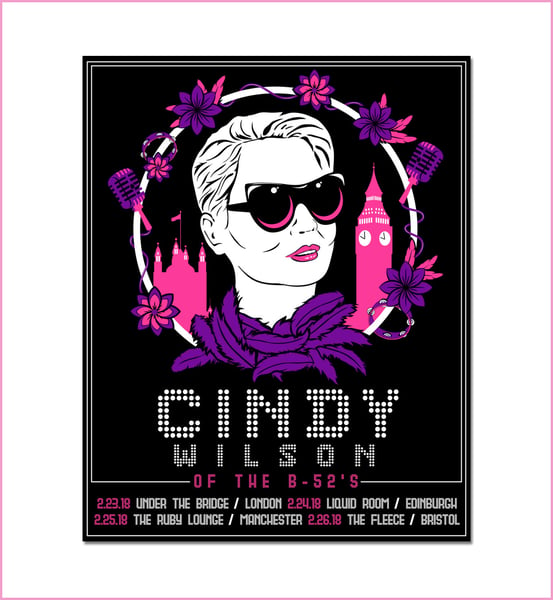 Image of Cindy Wilson Signed 2018 UK Tour Poster