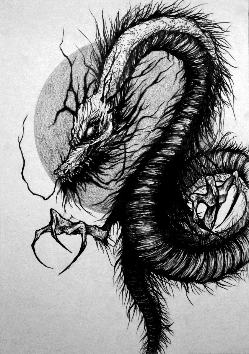 Dragon ink drawing | Giin Productions