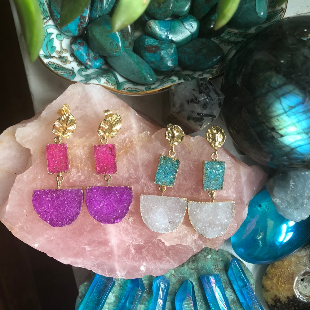 Image of "Druzy Vixen" Earrings // Sparkling Sugar Druzy Gold Dipped