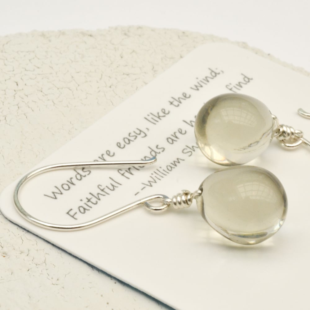 Image of Pale gray glass drop earrings