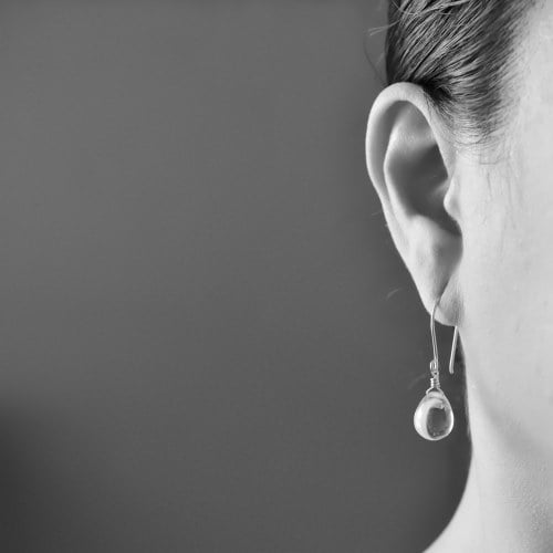 Image of Pale gray glass drop earrings