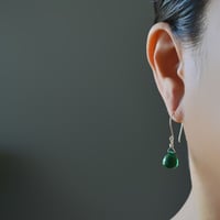 Image 2 of Emerald green glass drop earrings