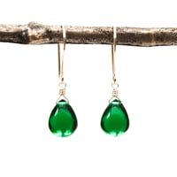 Image 4 of Emerald green glass drop earrings