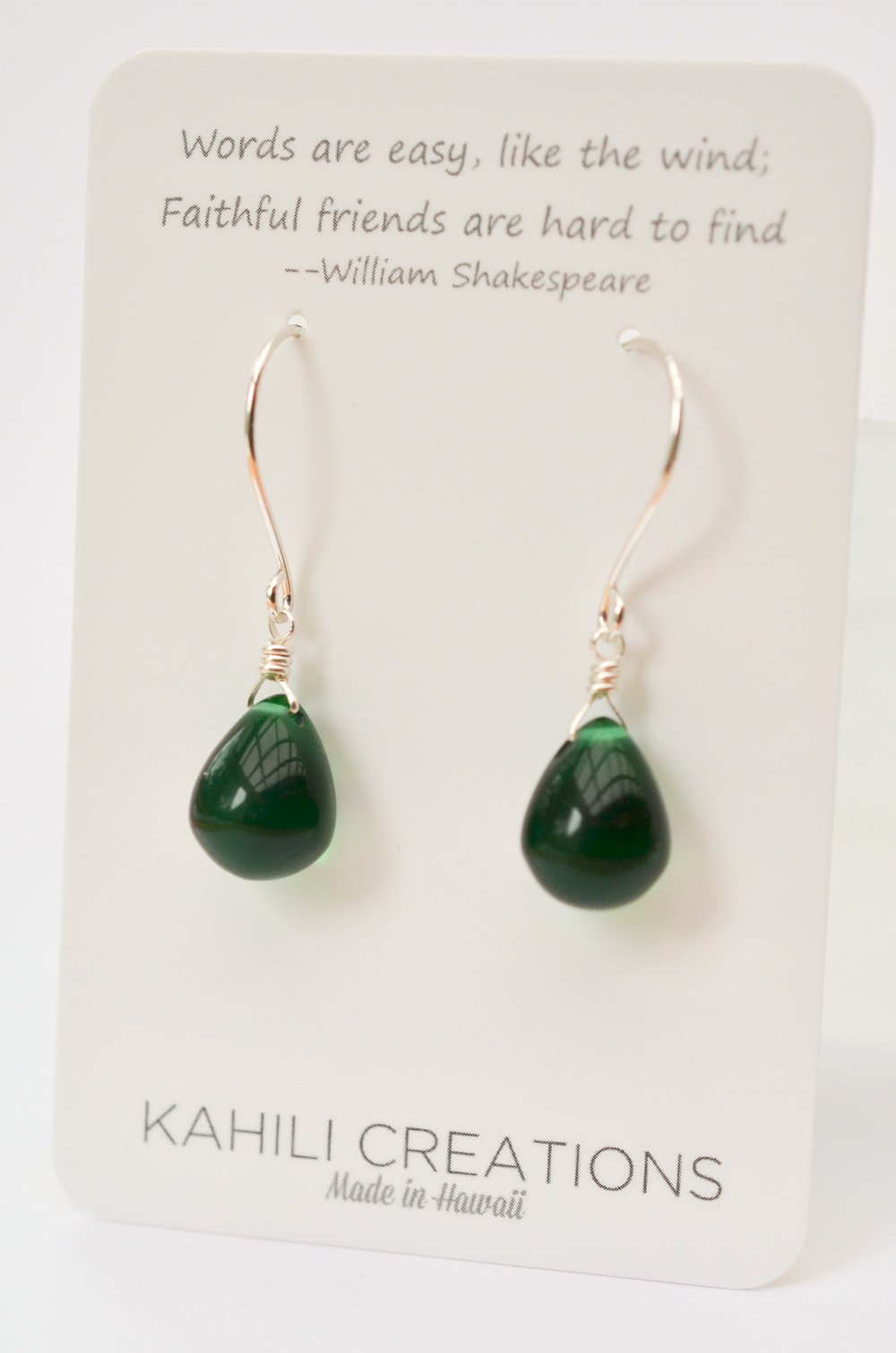 Image of Emerald green glass drop earrings