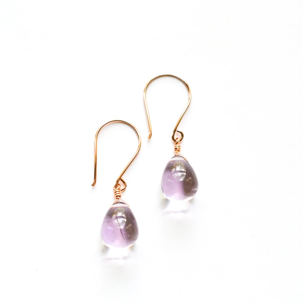 Image of Pale purple glass drop earrings