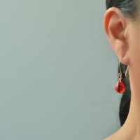 Image 2 of Red glass drop earrings