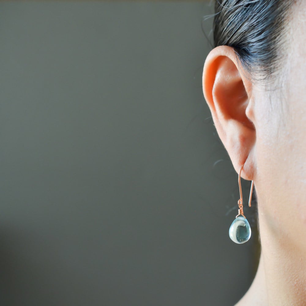 Image of Sky blue glass drop earrings
