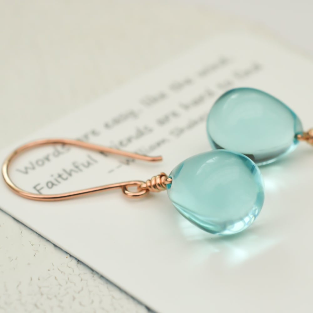 Image of Sky blue glass drop earrings