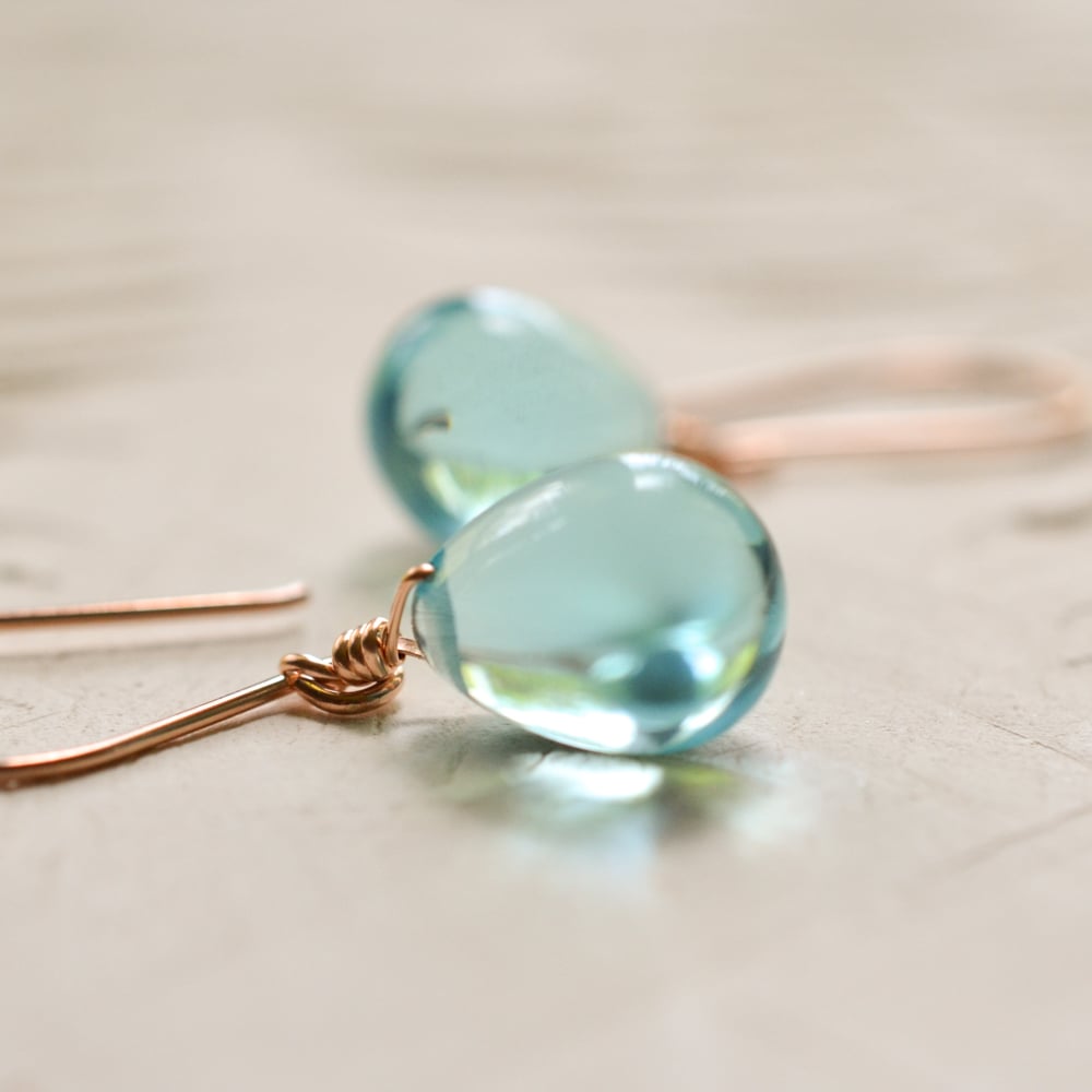 Image of Sky blue glass drop earrings