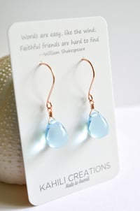 Image 5 of Sky blue glass drop earrings