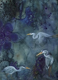 Image 2 of HERONS AT TWILIGHT: 9X12 INCH LIMITED EDITION PRINT